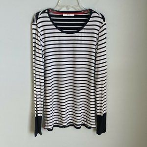 BRAX Feel Good White Black Striped Long Sleeve Top